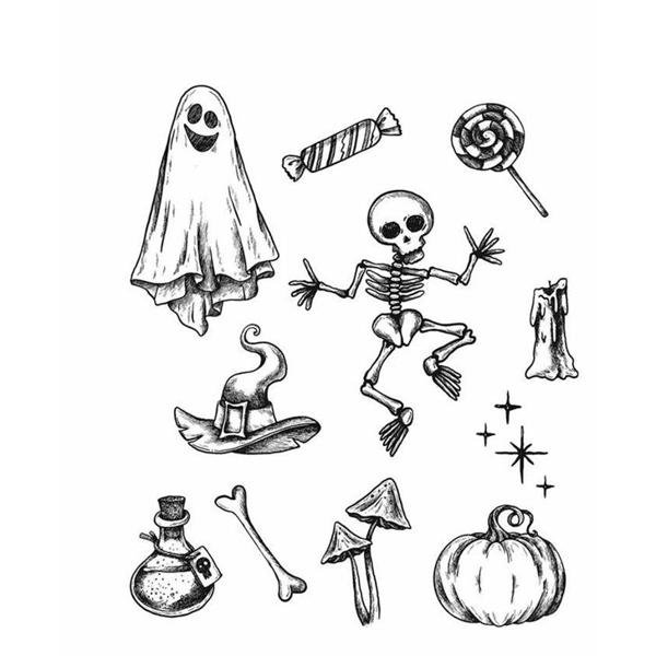 Tim Holtz Cling Rubber Stamp Set - Halloween Doodles