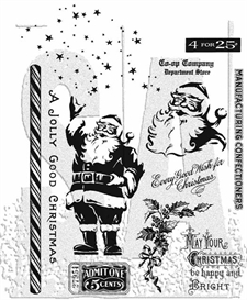 Tim Holtz Cling Rubber Stamp Set - Jolly Holiday