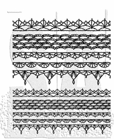 Tim Holtz Cling Rubber Stamp Set - Crochet Trims