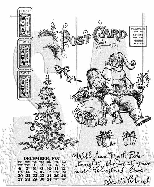 Tim Holtz Cling Rubber Stamp Set - Santa Visit