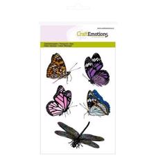 CraftEmotions Clear Stamp Set - Butterflies & Dragonfly (5 pcs)