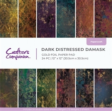 Crafter's Companion Paper Pad 12x12" - Dark Distressed Damask (foil)