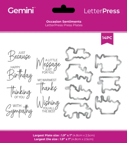 Gemini LetterPress Plate & Die - Occasion Sentiments