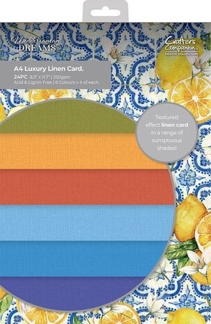 Crafter\'s Companion Luxury Linen Card Pack A4 - Mediterranean Dreams