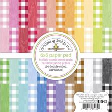 Doodlebug Design Paper Pad 6x6" - Buffalo Check & Woodgrain Rainbow Petite Prints