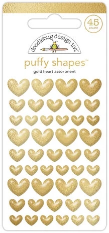 Doodlebug Heart Puffy Shapes - Gold