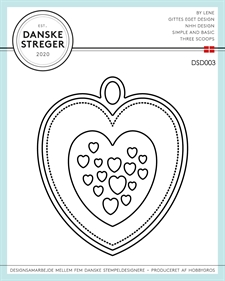 Danske Streger Die Set - Kærlighed (heart/hjerte tag)