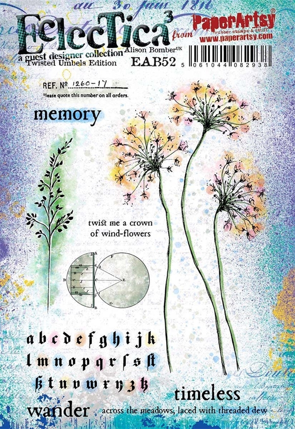 PaperArtsy A5 Cling Stamp - Alison Bomber / 52: Twisted Umbels Edition