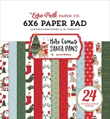Echo Park Paper Pad 6x6" - Here Comes Santa Paws