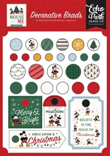 Echo Park Decorative Brads - Mouse and Me Christmas