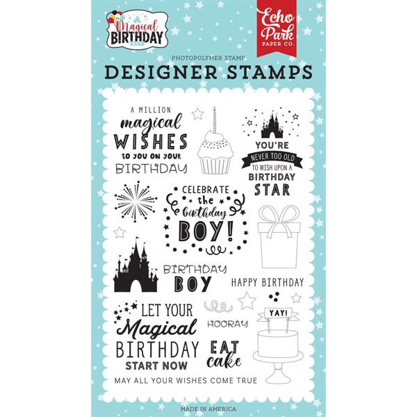 Echo Park Clear Stamp Set - Magical Birthday BOY / Wishes Come True