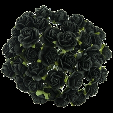 Wild Orchid Crafts - Paper Roses 15mm / Black (50 stk.)