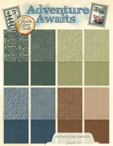 Graphic 45 Paper Pad 8.5x11" Patterns & Solids - Adventure Awaits