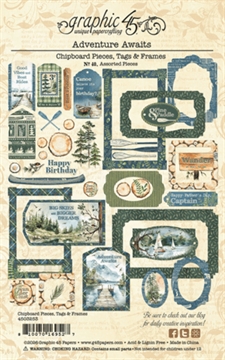 Graphic 45 Chipboard Pieces, Tags & Frames- Adventure Awaits 