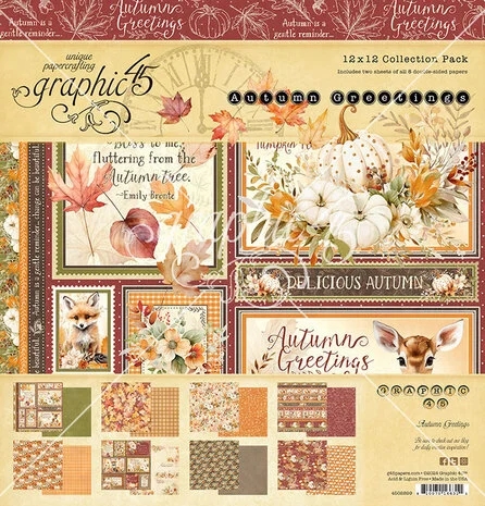 Graphic 45 Collection Pack 12x12" - Autumn Greetings