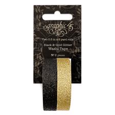 Graphic 45 Staples - Washi Tape / Black & Gold Glitter