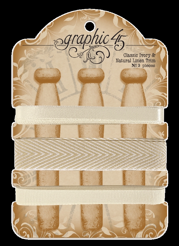 Graphic 45 Staples Embellishment Trims - Classic Ivory & Natural Linen