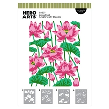 Hero Arts Letterpress + Foil & Cut & Stencil Bundle - Tranquil Garden / Lotus Flower