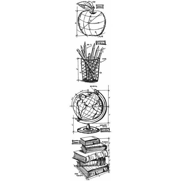 Tim Holtz Cling Rubber Stamp MINI Set - Blueprints / Schoolhouse MINI