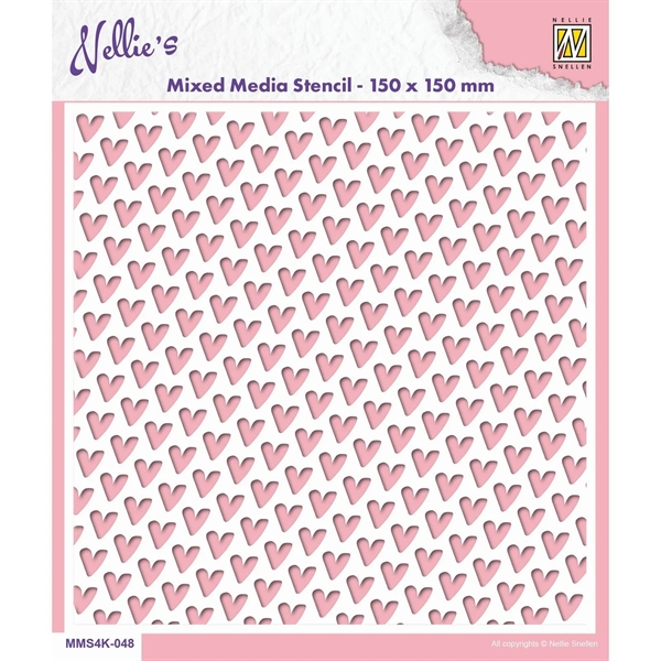 Nellie Snellen Stencil 6x6" - Hearts