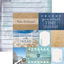 Paper House Scrapbook Paper 12x12" - At the Beach / Beach Tags
