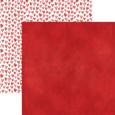Paper House Scrapbook Paper 12x12" - Watercolor Hearts Red