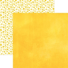 Paper House Scrapbook Paper 12x12" - Watercolor Hearts Yellow