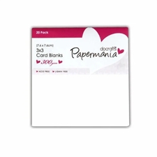 Papermania Kort & Kuverter - Kvadratisk 3x3" / Hvid (20 sæt) Minikort