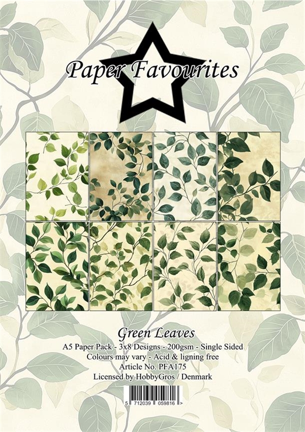 Paper Favourites A5 - Green Leaves