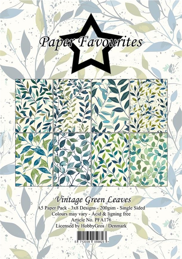 Paper Favourites A5 - Vintage Green Leaves