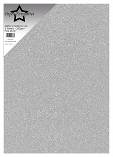 Paper Favourites Glitter Cardstock - Fine Silver (5 ark)