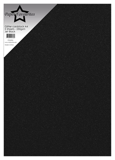 Paper Favourites Glitter Cardstock - Jet Black (5 ark)