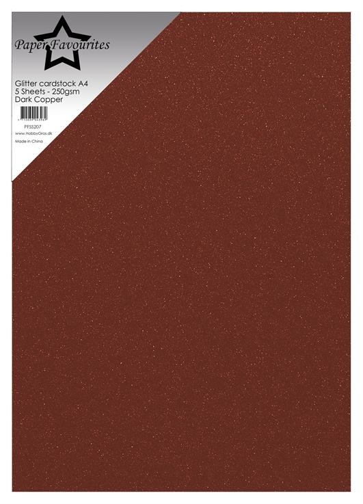 Paper Favourites Glitter Cardstock - Dark Copper (5 ark)
