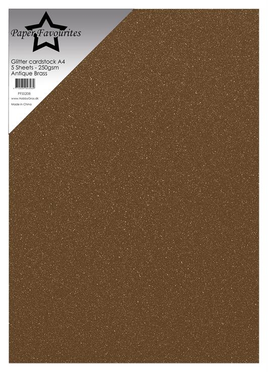 Paper Favourites Glitter Cardstock - Antique Brass (5 ark)