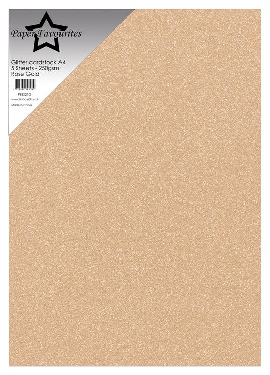 Paper Favourites Glitter Cardstock - Rose Gold (5 ark)