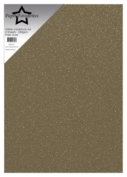 Paper Favourites Glitter Cardstock - Pale Gold (5 ark)