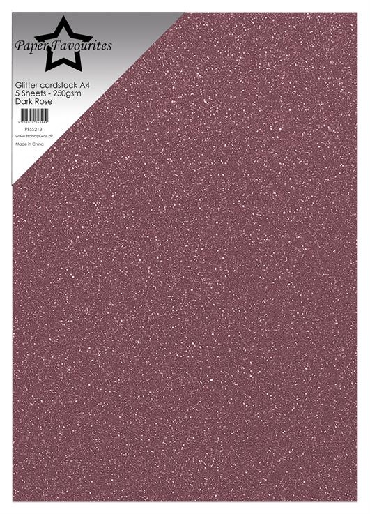 Paper Favourites Glitter Cardstock - Dark Rose (5 ark)