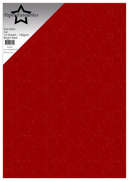 Paper Favourites Star Rain A4 - Bright Red (10 ark)