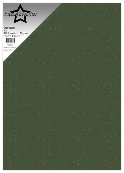 Paper Favourites Star Rain A4 - Forest Green (10 ark)