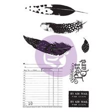 Prima Cling Stamp & Stencil - Midnight Garden (feathers)