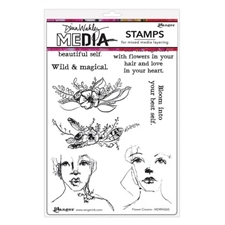Dina Wakley Cling Rubber Stamp Set - Flower Crowns