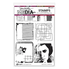 Dina Wakley Cling Rubber Stamp Set - Squared Up