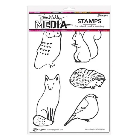 Dina Wakley Cling Rubber Stamp Set - Woodland