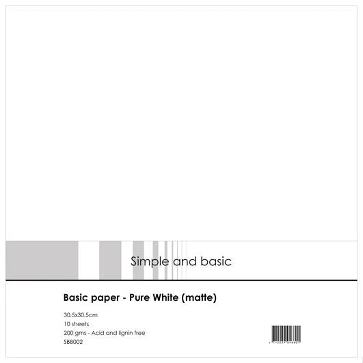 Simple and Basic Paper - 12x12" Pure White (matte)