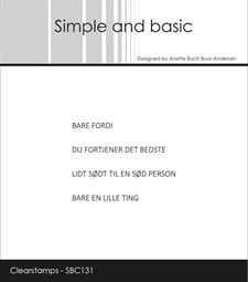 Simple and Basic Clear Stamp - Små Tekster / Bare Fordi m.fl.