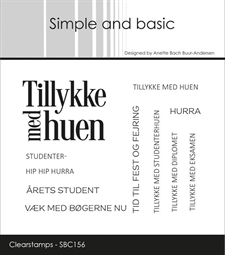 Simple and Basic Clear Stamp - Danske Tekster / Tillykke med huen