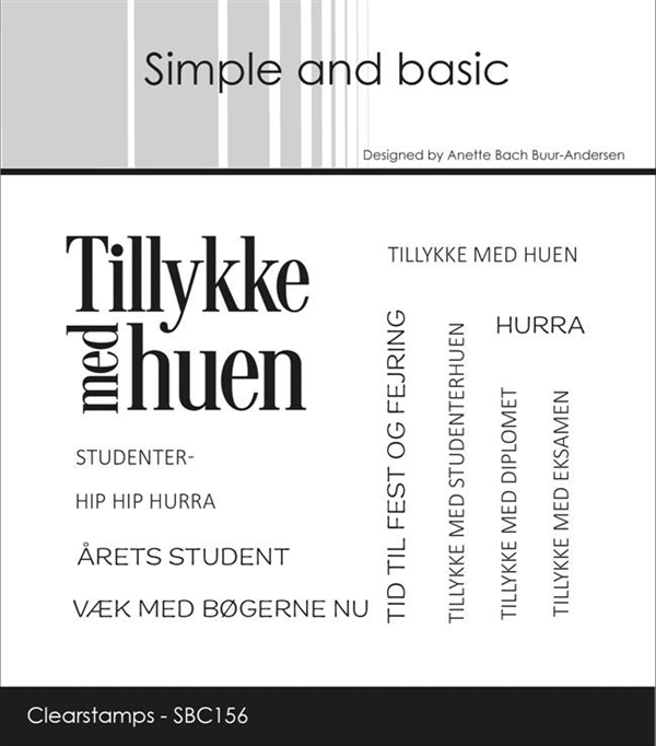 Simple and Basic Clear Stamp - Danske Tekster / Tillykke med huen
