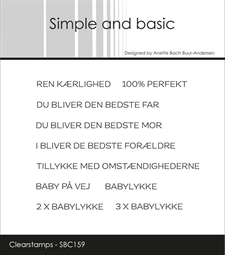 Simple and Basic Clear Stamp - Danske Tekster / Ren kærlighed, babylykke m.fl.