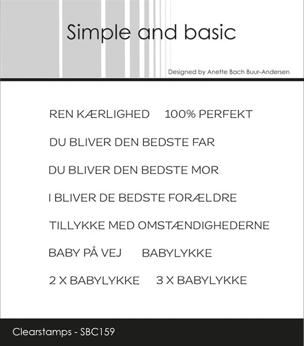 Simple and Basic Clear Stamp - Danske Tekster / Ren kærlighed, babylykke m.fl.