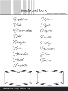 Simple and Basic Clear Stamp & Die Set - Label m. Krydderurter